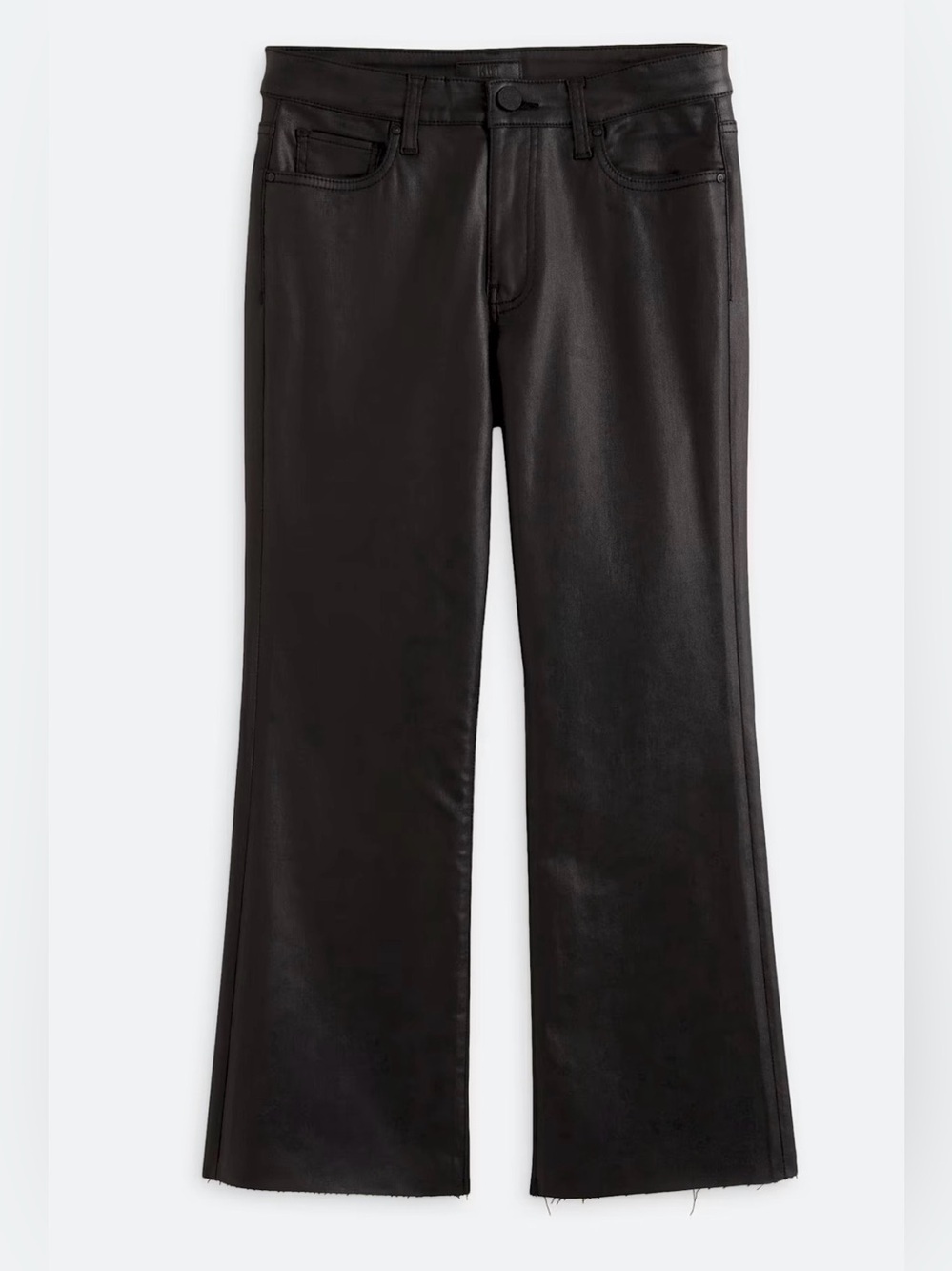 KUT FROM THE KLOTH Kelsey Coated High Rise Ankle Flare With Raw Hem Size 12